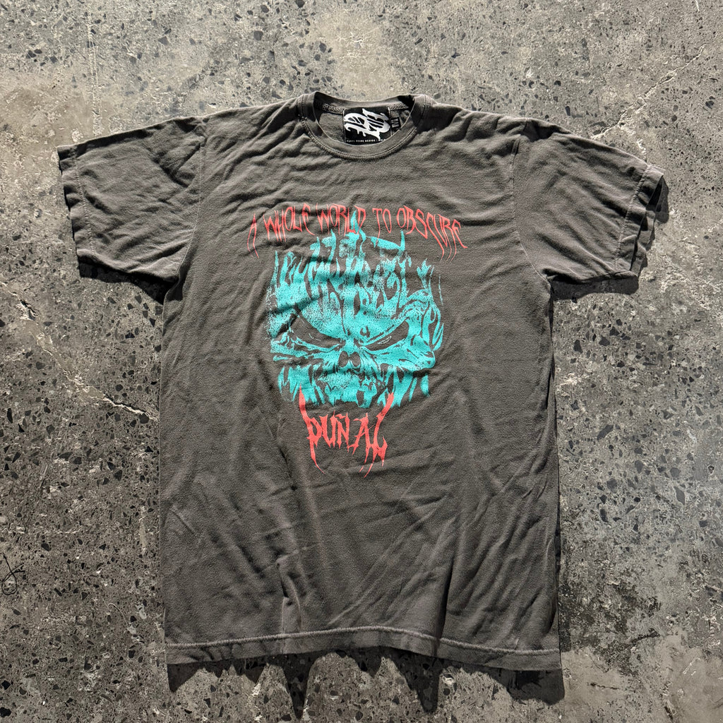 A WORLD OBSCURED FADED GRAY TEE