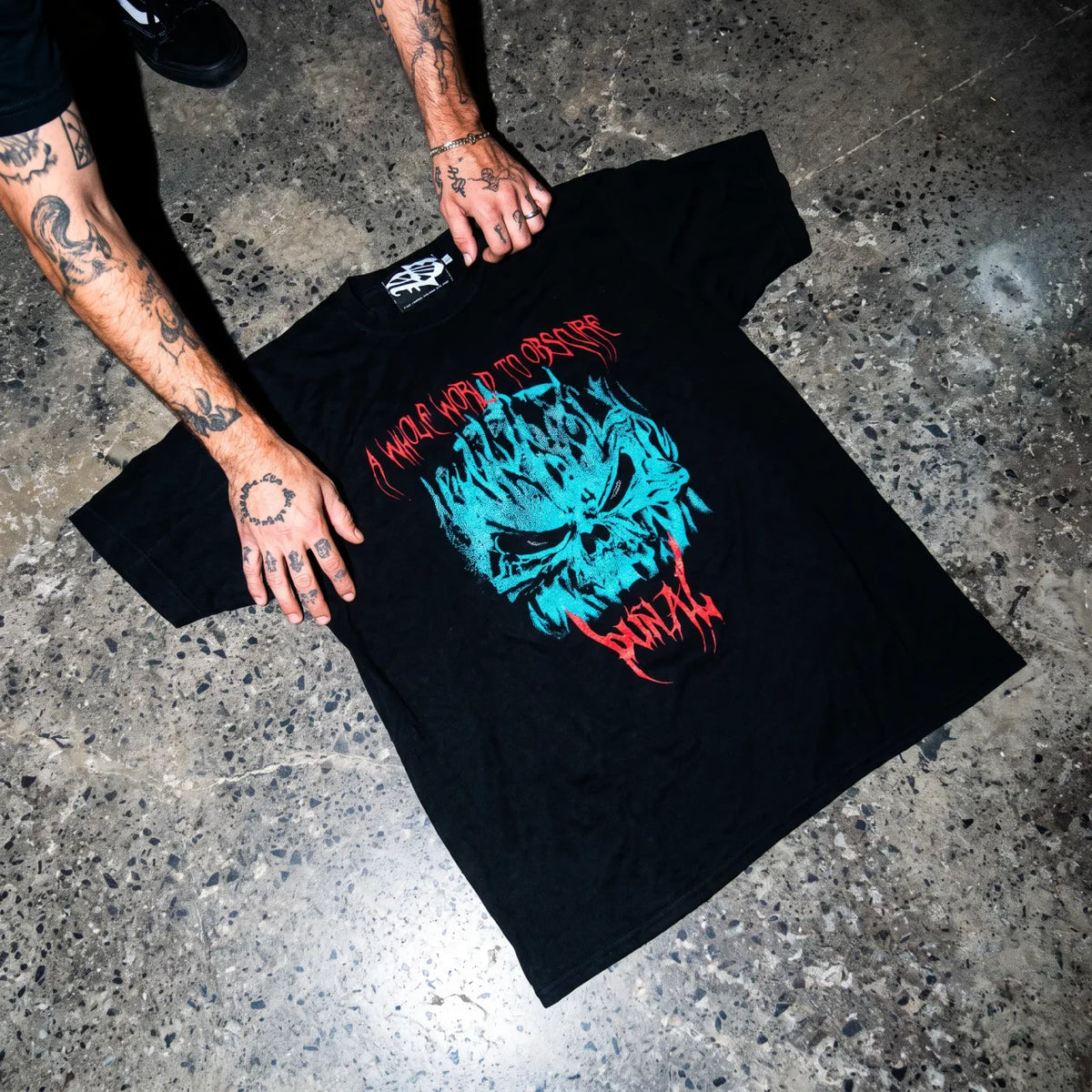 A WORLD OBSCURED BLACK TEE