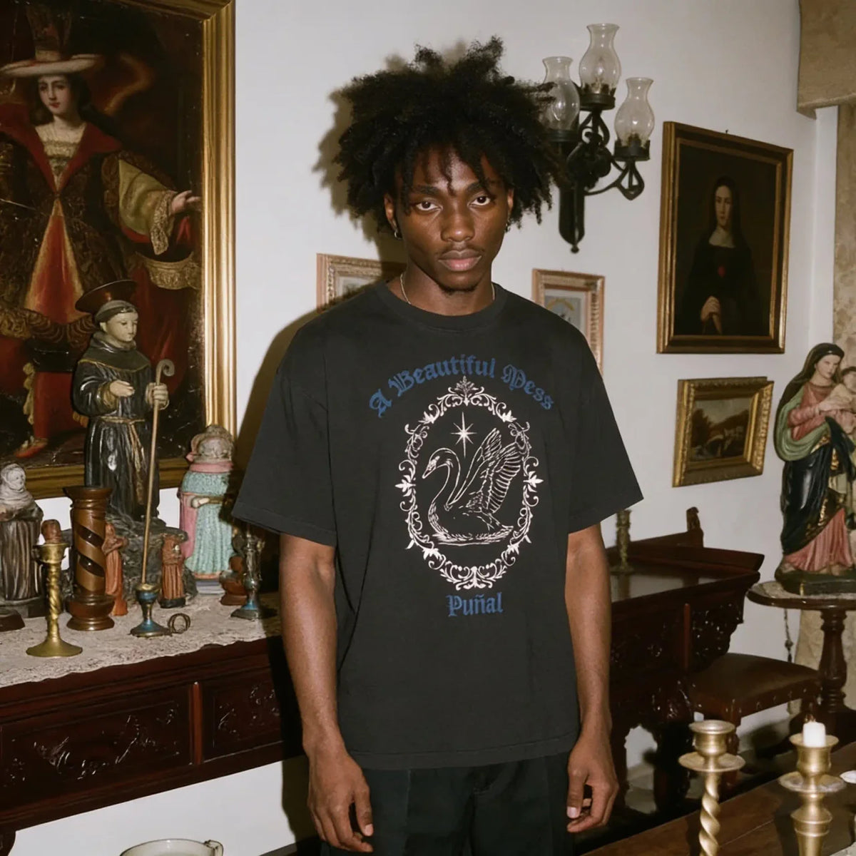 HEAVENLY DISTURBANCE BLACK TEE