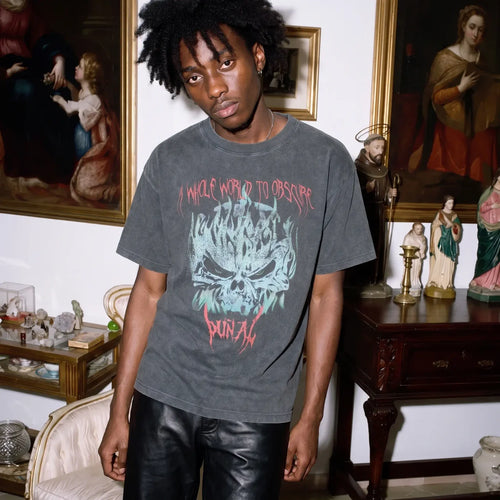 A WORLD OBSCURED FADED GRAY TEE